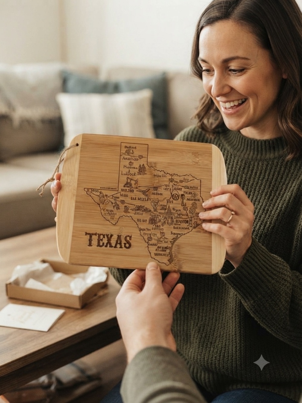 Bamboo Texas Map Cutting Board - Natural Wood